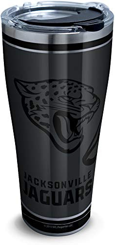 Tervis 1332181 NFL 100-Jacksonville Jaguars Stainless Steel Insulated Tumbler with Clear and Black Hammer Lid, 30 oz, Silver