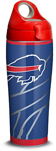 Tervis 1305171 NFL Buffalo Bills Rush Stainless Steel Insulated Tumbler with Red with Gray Lid, 24oz Water Bottle, Silver