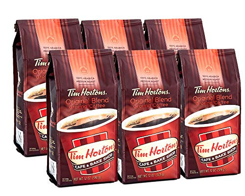 Tim Hortons 100% Arabica Medium Roast Original Blend Ground Coffee, 12 Ounce (Pack of 6) Tim Hortons 100% Arabica Medium Roast Original Blend Ground Coffee, 12 Ounce (Pack of 6)