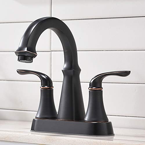 UFaucet Modern 2 Handles Centerset Swivel Spout Oil Rubbed Bronze Bathroom Faucet, Lavatory Faucet Without Pop-Up Drain,Oil Rubbed Bronze Bathroom Sink Faucet