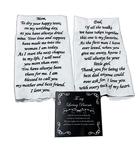 Wedding Tokens Mother Of The Bride And Father Of The Bride Wedding Handkerchief Set Embroidered By