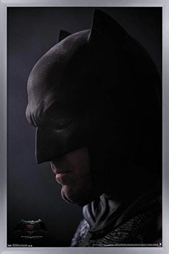 Trends International DC Comics Movie - Batman v Superman - Cowl Wall Poster, 14.725" x 22.375", Silver Framed Version