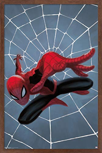 Trends International Marvel Comics - Spider-Man - Minimalist Wall Poster, 14.725" x 22.375", Mahogany Framed Version