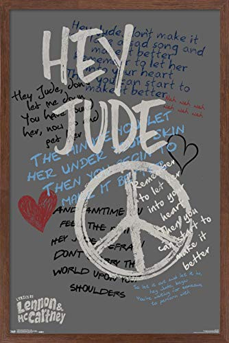 Trends International John Lennon and Paul McCartney - Jude Wall Poster, 14.725" x 22.375", Mahogany Framed Version
