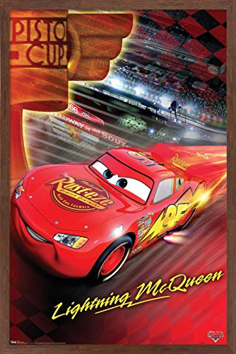 Trends International Disney Pixar Cars - Piston Cup Wall Poster, 14.725" x 22.375", Mahogany Framed Version