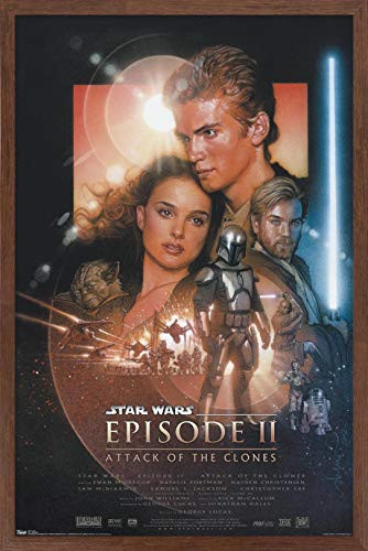 Trends International Star Wars: Attack of The Clones - One Sheet Wall Poster, 14.725" x 22.375", Mahogany Framed Version