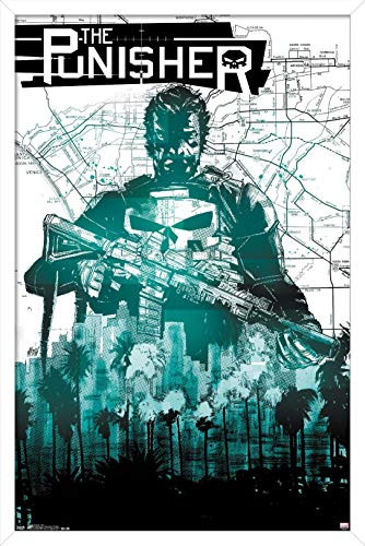 Trends International Marvel Comics - The Punisher - Map Wall Poster, 14.725" x 22.375", White Framed Version