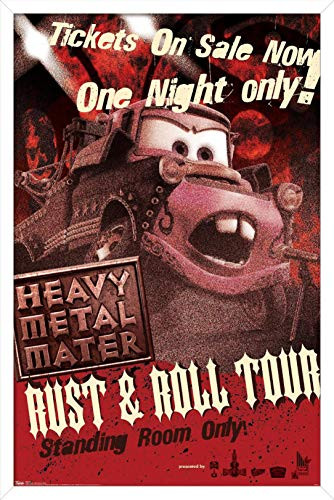 Trends International Disney Pixar Cars Toons - Heavy Metal Mater Wall Poster, 14.725" x 22.375", White Framed Version