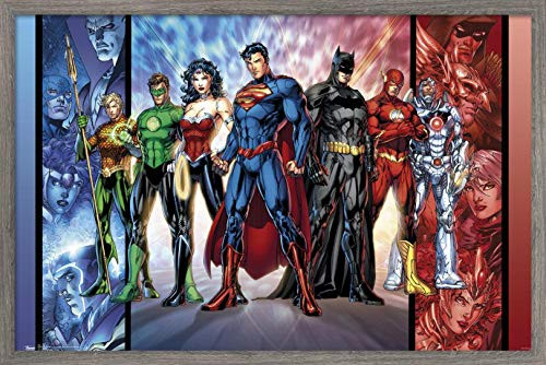 Trends International DC Comics - Justice League - The New 52 Wall Poster, 14.725" x 22.375", Barnwood Framed Version