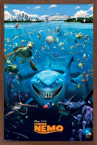 Trends International Disney Pixar Finding Nemo - Cast Wall Poster, 14.725" x 22.375", Mahogany Framed Version