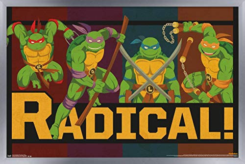 Trends International Teenage Mutant Ninja Turtles - Radical Wall Poster, 14.725" x 22.375", Silver Framed Version