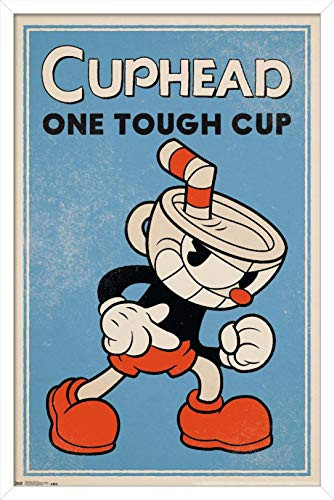 Trends International Cuphead: Don't Deal with The Devil - Tough Cup Wall Poster, 14.725" x 22.375", White Framed Version