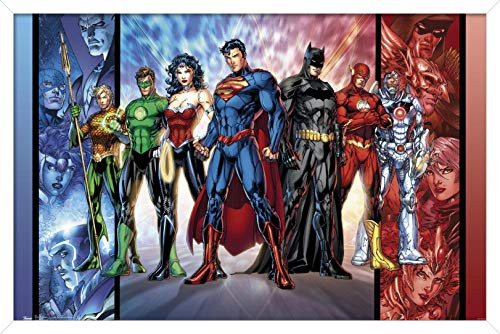 Trends International DC Comics - Justice League - The New 52 Wall Poster, 14.725" x 22.375", White Framed Version