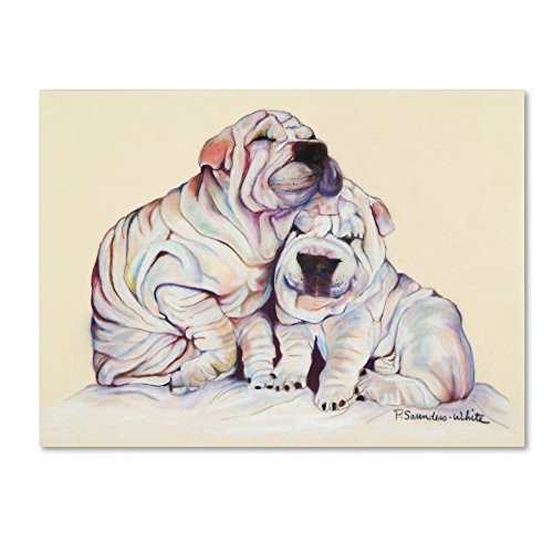 Snuggles work by Pat Saunders, 14 by 19-Inch, White Canvas Wall Art