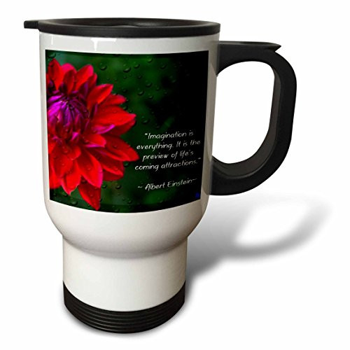 3dRose Inspirational Quote by Albert Einstein with Dahlia Flower, Stainless Steel Travel Mug, 14-Oz 3dRose Inspirational Quote by Albert Einstein with Dahlia Flower, Stainless Steel Travel Mug, 14-Oz
