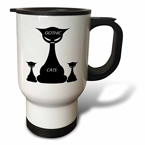 3dRose Gothic Black Cats Stainless Steel Travel Mug, 14-Ounce