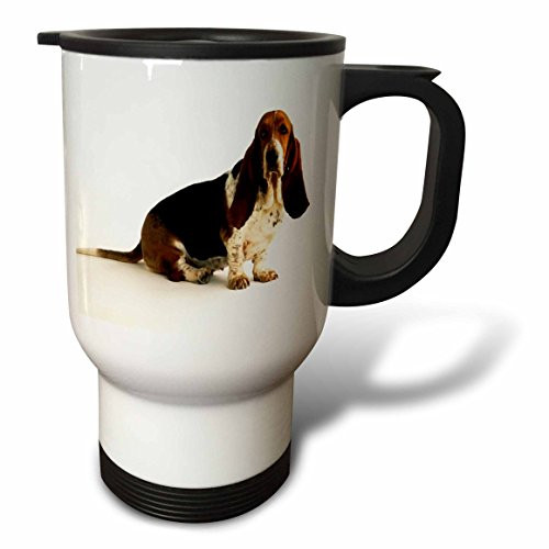 3dRose Handsome Basset Hound Stainless Steel Travel Mug, 14-Ounce