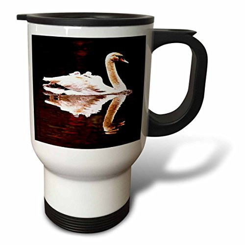 3dRose Swan Travel Mug, 14-Ounce, Stainless Steel