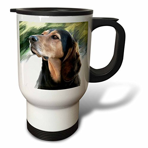 3dRose Black and Tan Coonhound Travel Mug, 14-Ounce, Stainless Steel