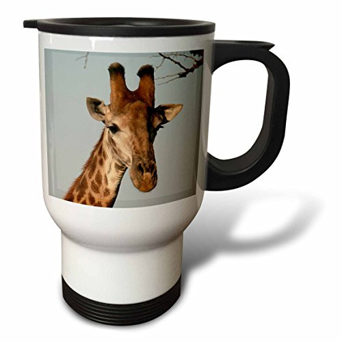 3dRose South African Giraffe Head Face Sky Background Travel Mug, 14-Ounce, Stainless Steel