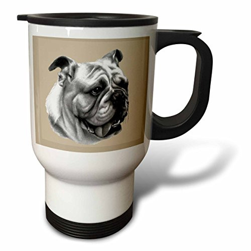 3dRose Bulldog Portret Stainless Steel Travel Mug, 14-Ounce
