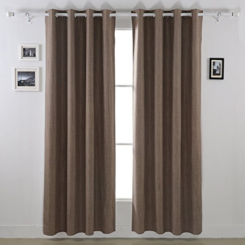 Deconovo Grommet Blackout Curtains with White Coating Back Layer  Energy Saving Curtains for Bedroom 52W X 95L Otter 2 Panels