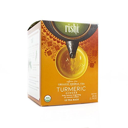 Rishi Tea Organic Turmeric Ginger Tea Bags, 15 Count  (Pack of 6)