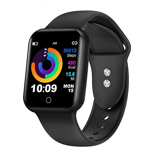 Smart Watch for Android and iOS Phone, Fitness Tracker with Heart Rate Monitor, Activity Tracker, Step Counter,Sleep Monitor, Pedometer, Calorie Counter, IP68 Waterproof Smartwatch for Women Men Black