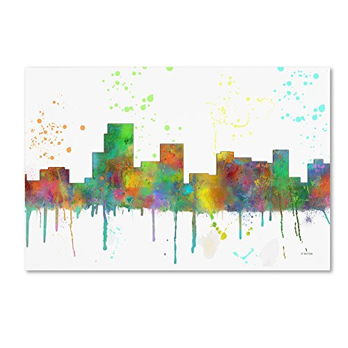 Parsippany New Jersey Skyline Mclr-1 by Marlene Watson, 12x19-Inch Canvas Wall Art