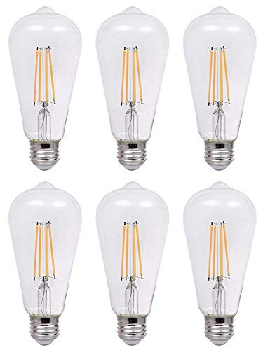 (6-Pack) SYLVANIA General Lighting 40255 LED Filament Light Bulb, ST19 Lamp, Medium Base, Clear Finish, Efficient 8.5W, Soft White 2700K, 6 Pack