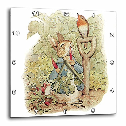 3dRose DPP_110164_1 Peter Rabbit in The Garden-Vintage Art-Wall Clock, 10 by 10-Inch