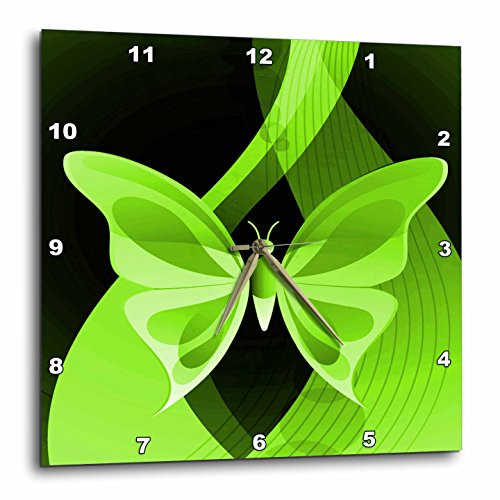 3dRose DPP_101432_1 One Large Green Butterfly on an Abstract Background-Wall Clock, 10 by 10-Inch
