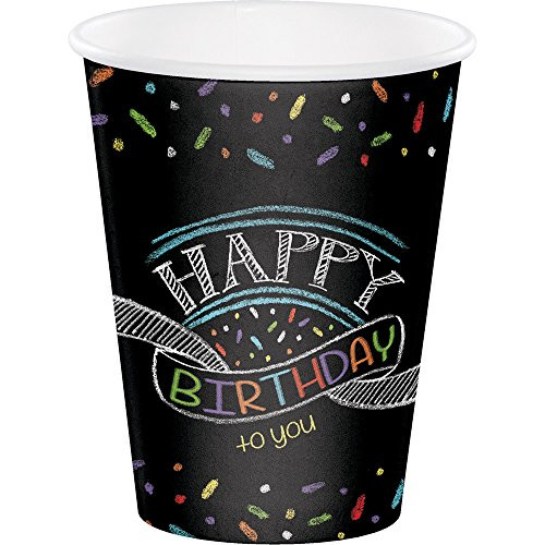 Creative Converting 375971 96 Count 12 oz Hot/Cold Paper Cups, Chalk Birthday