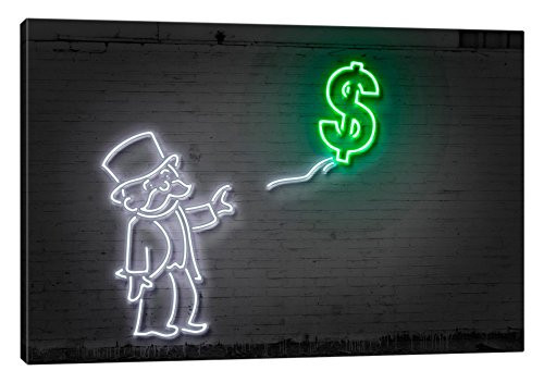 iCanvasART Rich Uncle Pennybags ((aka Mr. Monopoly) with A Bal Canvas Print, 18" x 12"