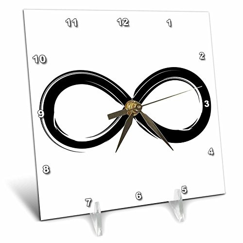 3dRose dc_41795_1 Drawn Infinity Symbol Desk Clock, 6 by 6"