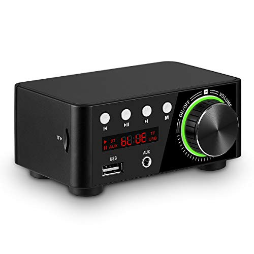Mini Bluetooth 5.0 Digital Power Amplifier TF USB Music Player Stereo Audio Amp (Black)