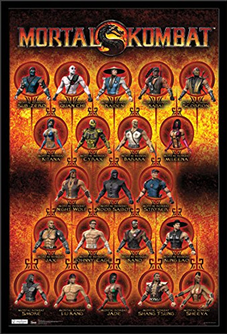 Trends International Mortal Kombat - Grid Wall Poster, 22.375" x 34", Black Framed Version