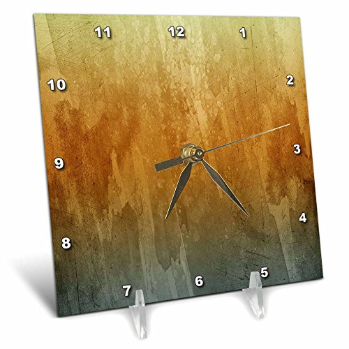 3dRose dc_111614_1 Earthy Browns Watercolor-Desk Clock, 6 by 6-Inch