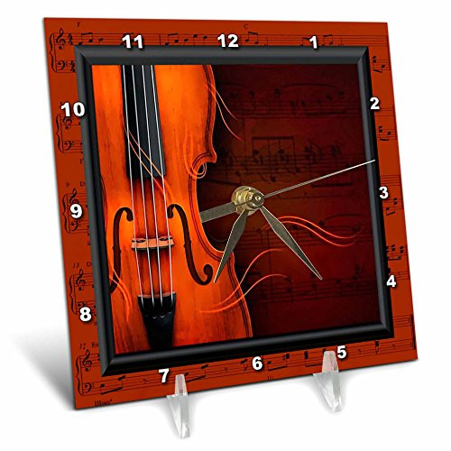 3dRose dc_18390_1 Violin or Fiddle Desk Clock, 6 by 6-Inch