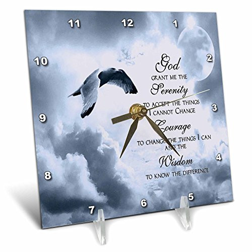 3dRose dc_52227_1 The Serenity Prayer a Beautiful Dove One of a Kind Graphic Will Inspire All-Desk Clock, 6 by 6-Inch