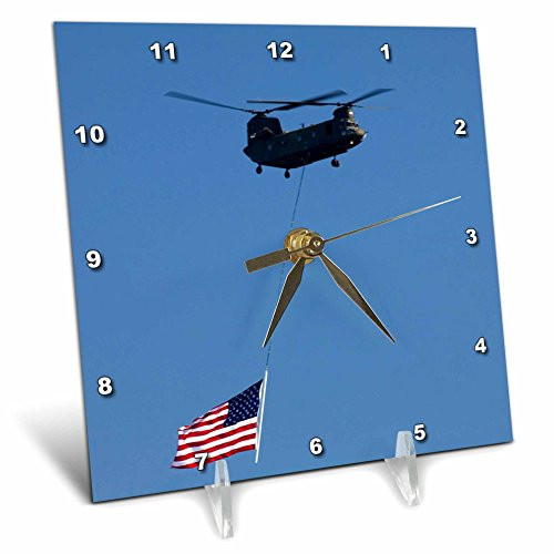 3dRose Seattle, Boeing Chinook Helicopter at Seafair US48 JWI1185 Jamie and Judy Wild Desk Clock, 6 by 6"