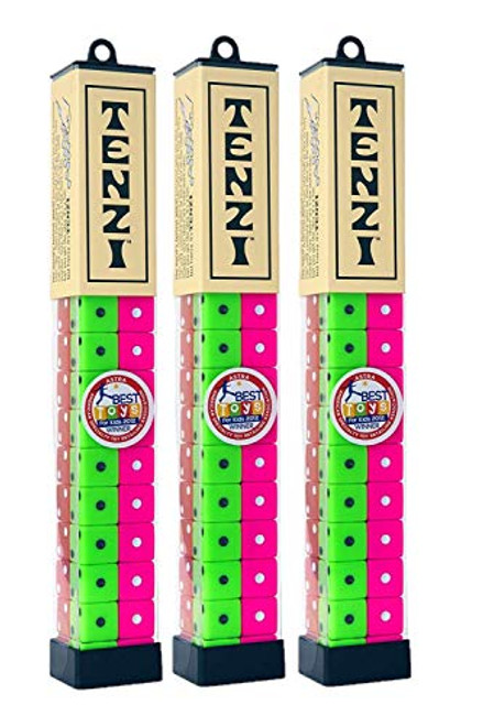 TENZI Dice Party Game - A Fun, Fast Frenzy for The Whole Family - 4 Sets of 10 Colored Dice with Storage Tube - Colors May Vary, Set of 3