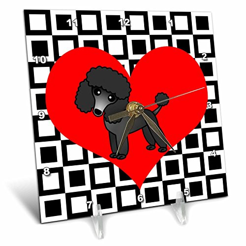 3dRose dc_31193_1 I Love Dogs Black Poodle-Desk Clock, 6 by 6-Inch