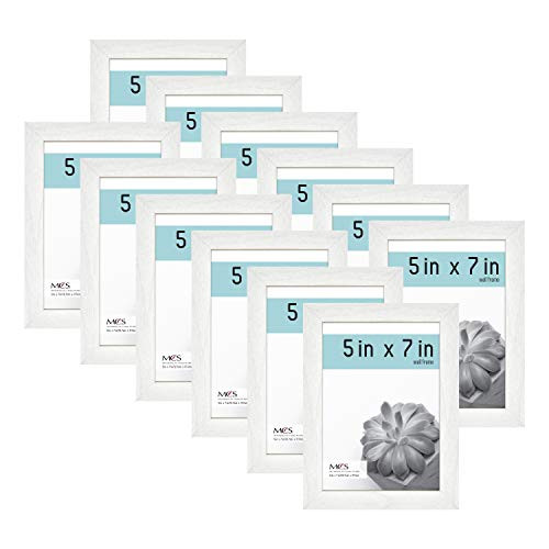 MCS Industries MCS 5x7 Inch Gallery 12-Pack, White Woodgrain Essential Frame