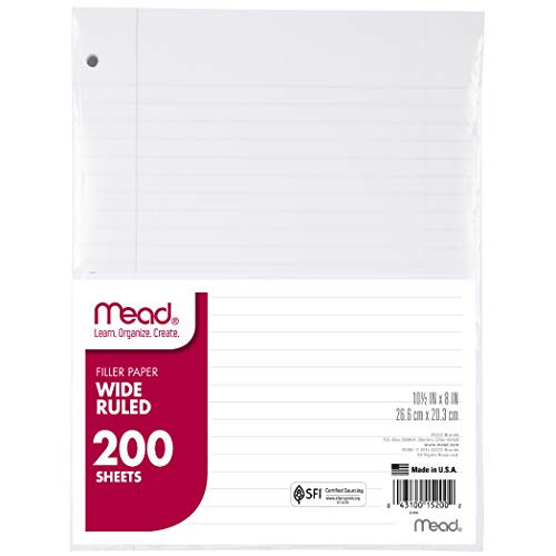 Mead Wide Ruled Notebook Filler Paper, 200 Sheets Per Pack, 12 Packs