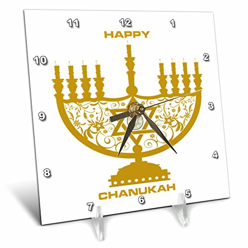 3dRose dc_62479_1 Chanukah Joy-Desk Clock, 6 by 6-Inch