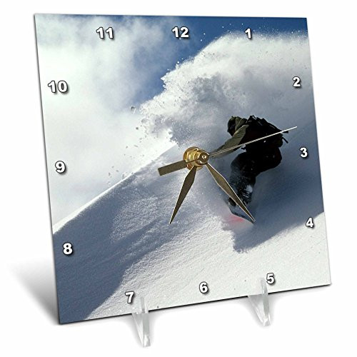 3dRose dc_96825_1 Snowboarding, Mt Baker, Washington-US48 SMA0064-Stephen Matera-Desk Clock, 6 by 6-Inch