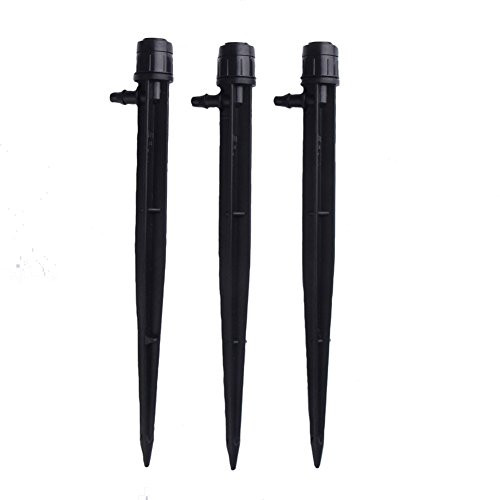 Wowlife Black 360 Degree Adjustable Water Flow Irrigation Drippers on Stake Emitter Drip System (25 Pcs)