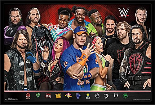 Trends International WWE - Group 17 Wall Poster, 22.375" x 34", Black Framed Version