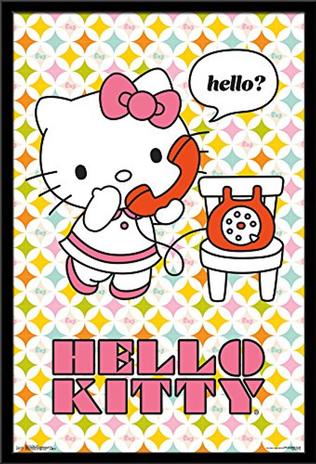 Trends International Kitty-Hello Wall Poster, 22.375" x 34", Black Framed Version Trends International Kitty-Hello Wall Poster, 22.375" x 34", Black Framed Version